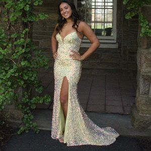 Vienna Yellow Iridescent Prom Dress